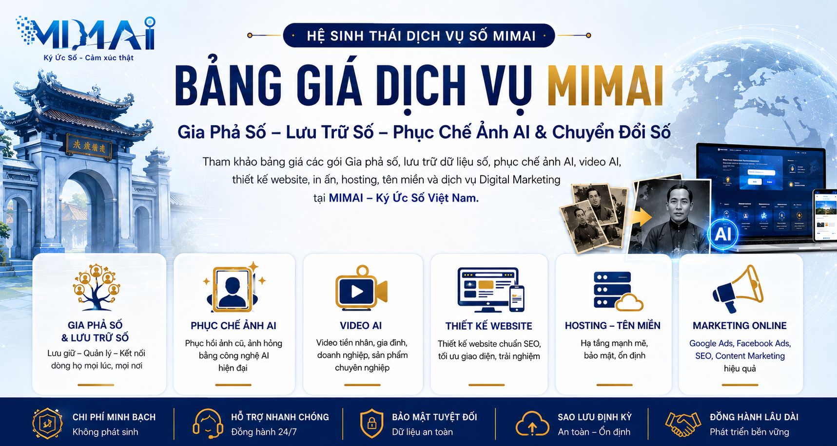 Trang chủ - MIMAI - Ký Ức Số Bảng giá dịch vụ mimai